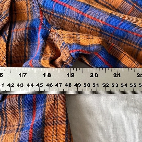 Bluenotes Men's Orange/Blue Plaid Long Sleeve Button Up Shirt Size Medium - Picture 10 of 12